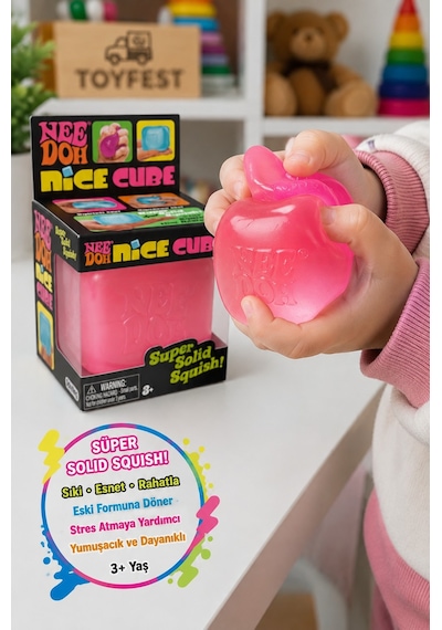 Needoh Squishy Buz Küpü Pembe Stres Oyuncağı Squishy Sıkılabilir Duyusal Fidget Oyuncak