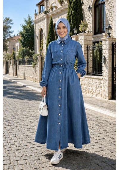 Hb Harma Time Butik Kadın Belden Lastikli Cep Detaylı Koyu Denim Koyu Kot Mavi Elbise Koyu Mavi Hb Harma Time Butik Kadın Belden Lastikli Cep Detaylı Koyu Denim Koyu Kot Mavi Elbise Koyu Mavi