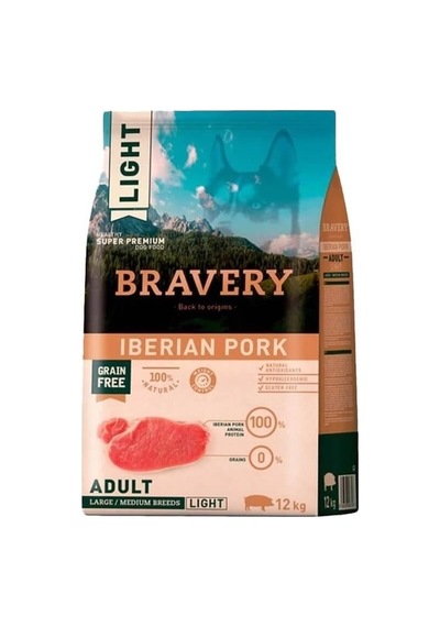Bravery Tahılsız Light Iberian Pork Büyük Orta Irk Yetişkin Köpek Maması 12 KG