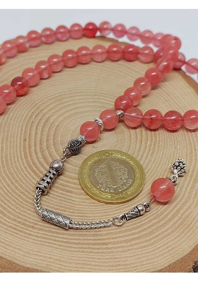 Gül Kuvars Taşı 99luk Tesbih 8mm 14435