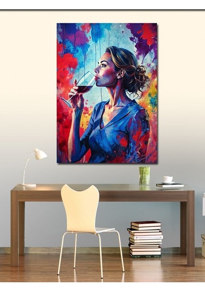 Kanvas Tablo Şarap İçen Kadın 70cmx100cm