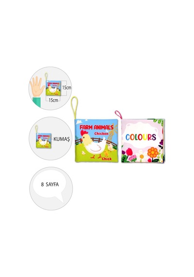 2 Kitap Tox Ingilizce Çiftlik Hayvanları ve Renkler Kumaş Sessiz