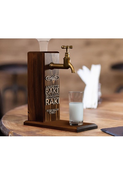 Bk Gift Kişiye Özel Kabartma İsimli Musluklu Ceviz Ahşap Rakı Standı, Rakı Çeşmesi, Doğum Günü Hediyesi, Ev Hediyesi, İçecek Dispenseri-1