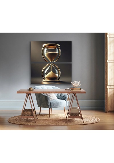 2li Kum Saati Kanvas Tablo 60x120cm X2 Çok Renkli
