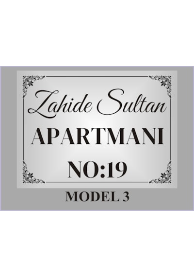 Apartman Isim Tabelası , Aliminyum Aynalı Metal Levha , 19x26cm