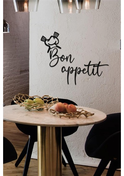 Tr Bon Appetit Yazılı Dekoratif Ahşap Tablo Genel