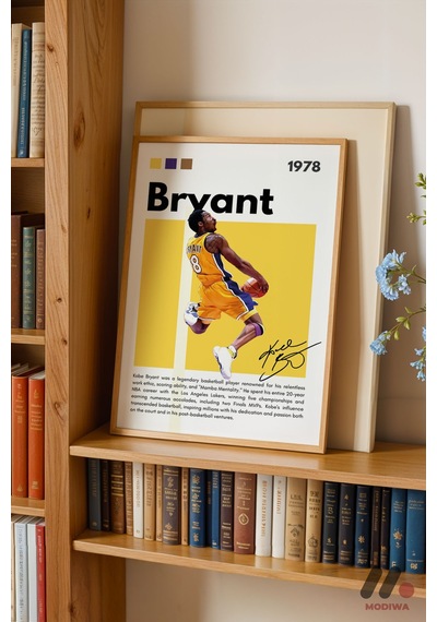 Kobe Bryant Basketbol Posteri, Ahşap Çerçeveli Duvar Tablosu - Spor Severlere Hediye