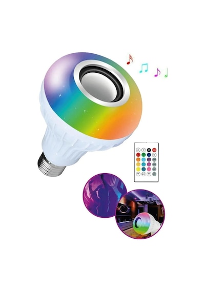 Bluetooth Hoparlörlü Uzaktan Kumandalı Rgb Akıllı Led Ampul-16 Renk Lamba 1 Ad