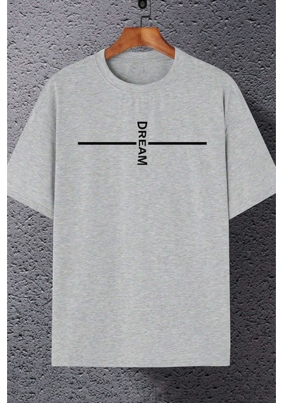 Flood Of Style Unisex Gri Dream Baskılı Oversize