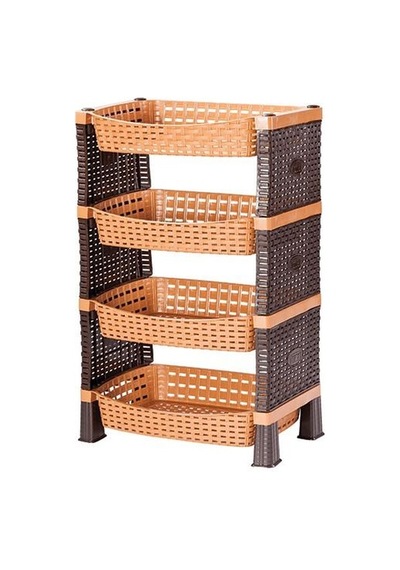 Violet Rattan Eko Sebzelik 4 Katlı Sebzelik Kahverengi