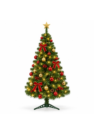 100 Cm Yapay Yılbaşı Çam Ağacı 3 Metre Peri Led Işık Hediyeli, Yeşil, Ayaklı, Kolay Kurulumlu