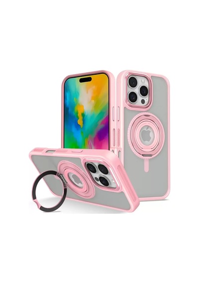 İphone 16 Pro Banza Magsafe Standlı Kapak - Pembe