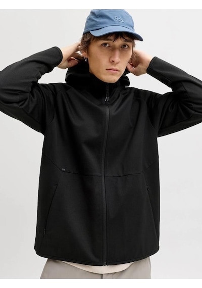 Jack & Jones Jack&jones 12289209 Jjebase Sweat Zıp Hood Sn Black Erkek Sweatshirt Siyah
