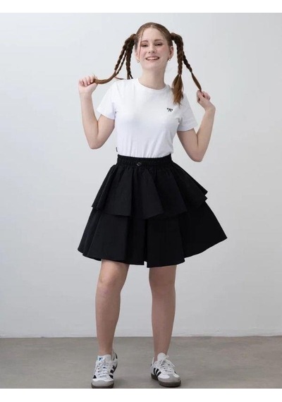 Zekids Kız Çocuk Pamuklu Fiyonk İşlemeli Tshirt-15789 Ekru