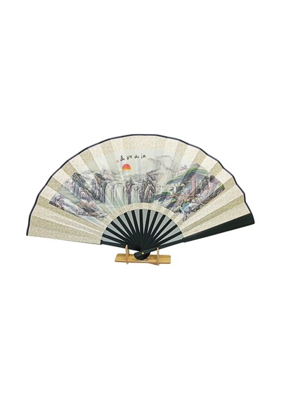 Çin Bambu Keten Kumaş Yelpaze 03bsc Siyah Büyük Boy 60cm No.3s Adet-1