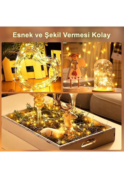 10 Metre Sarı 100 Led Işıklar Peri Işıkları 8 Mod Rgb Işıkları Işık Peri Dize Işıkları Tel Fonksiyonlu Süsleme İnce Telli Aydınlatmalı Şerit Led Yılbaşı Işık Yılbaşı Süsü