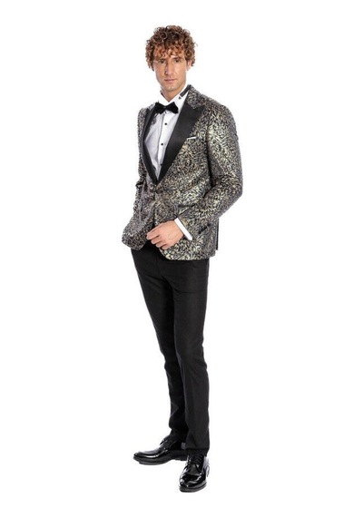 Wessi Tüy Desenli Slim Fit Erkek Smokin Ceket - Lacivert
