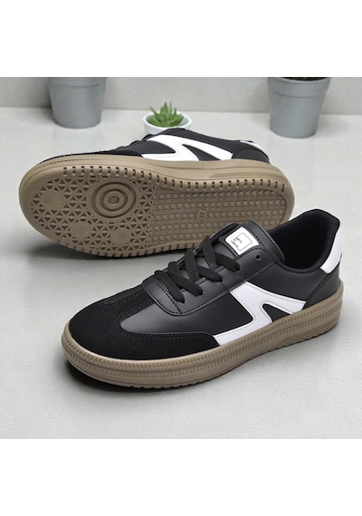 Ispartalılar 510 Hazır Taban Unisex Spor Ayakkabı Bağcıklı Rahat Sneaker Erkek Kadın Spor Ayakkabı Siyah