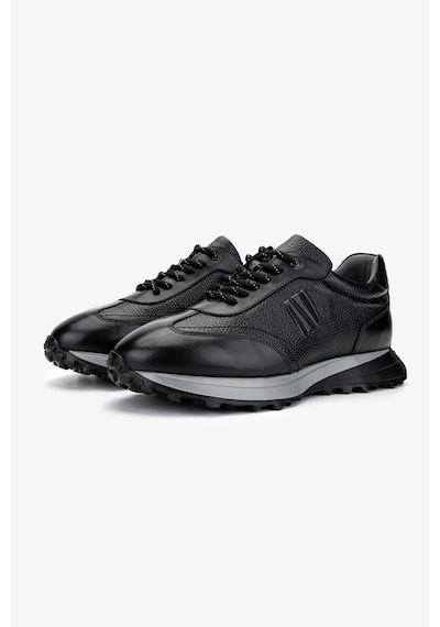 Valmenti Erkek Hakiki Deri Siyah Sneakers & Spor Ayakkabı 383 6400 Erk Ayk Y25 Syh Slvr/syh Fltr Siyah