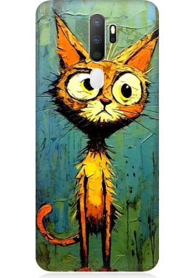 Oppo A9 2020 Uyumlu Meraklı Şapşik Kedi Desenli Silikon Kılıf