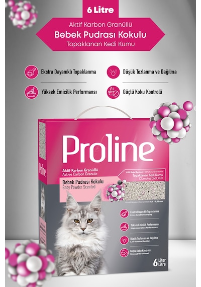 Proline Bebek Pudrası Kokulu Kedi Kumu 6 L