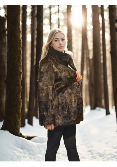 Ertaştrendstore Kadın Premium Doğal Kürk Deri Ceket - Leopar Çok Renk