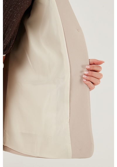 Lela Regular Fit  Yaka Düğmeli Blazer Bayan Ceket 6839562 Taş