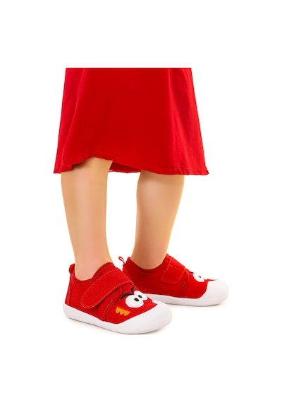 Kiko Kids Cookie Cırtlı Kız Bebek İlk Adım Panduf Ayakkabı Kırmızı