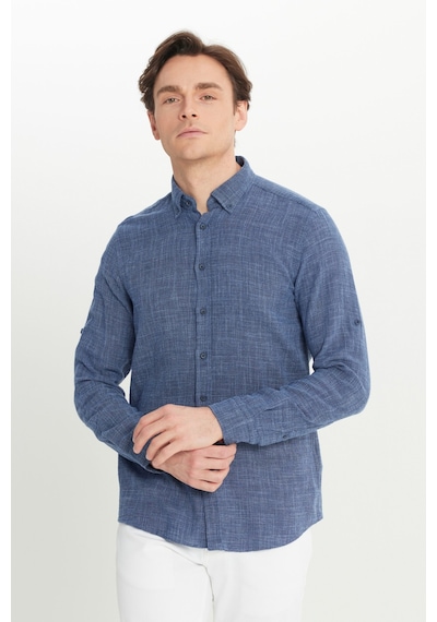 AC&Co / Altınyıldız Classics Erkek Lacı %100 Pamuk Flamlı Slim Fit Dar Kesim Düğmeli Yaka Armürlü Gömlek Lacı AC&Co / Altınyıldız Classics Erkek Lacı %100 Pamuk Flamlı Slim Fit Dar Kesim Düğmeli Yaka Armürlü Gömlek Lacı