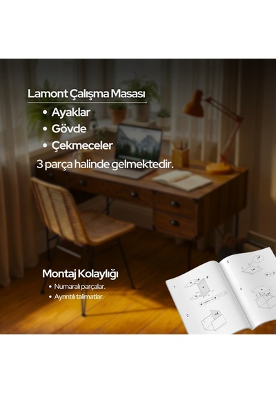 Lamont Çalışma Masası Koyu Ceviz 160x75 Cm Lamont Çalışma Masası Koyu Ceviz 160x75 Cm
