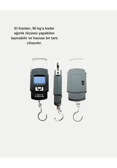 Dijital El Kantarı 50 Kg Taşıma Kapasiteli, Taşınabilir Hassas Tartı - Lisinya