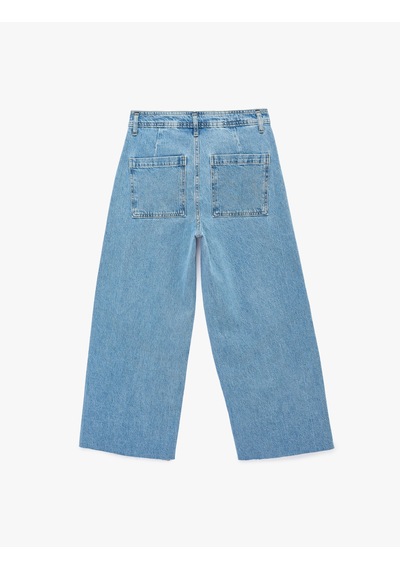 Koton Düğmeli Yüksek Bel Rahat Kesim Denim Pantolon - Culotte Jeans Açık İndigo 6sal40112md Koton Düğmeli Yüksek Bel Rahat Kesim Denim Pantolon - Culotte Jeans Açık İndigo 6sal40112md