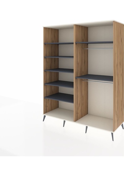 Kronos Gardrop 7 Raflı 2 Askılı 176x59x221 Çam-aytaşı/antrasit Beyaz Kronos Gardrop 7 Raflı 2 Askılı 176x59x221 Çam-aytaşı/antrasit Beyaz