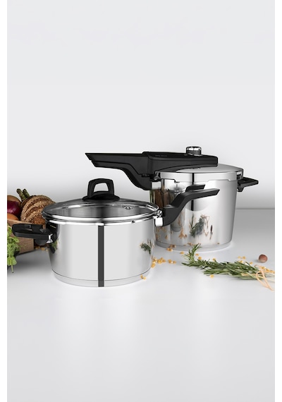 Easy Quick Kanka Çelik Düdüklü Tencere Seti - 4+6 Litre Metalik