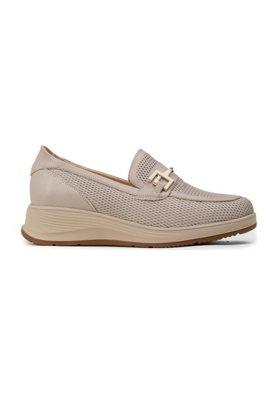 Deery Kadın Bej Hakiki Deri Dolgu Topuk Loafer - N0277zbejc01