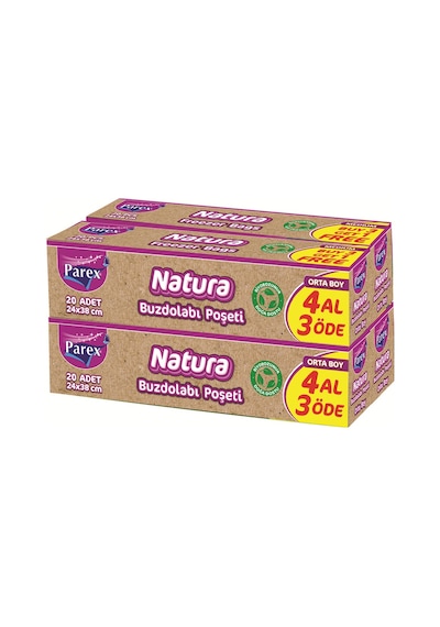 Natura Buzdolabı Poşeti Orta Boy 20'li 24 X 38 Cm Dörtlü Paket