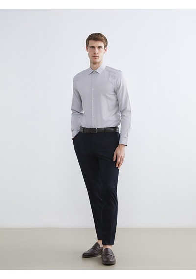 Lcw Busıness Antrasit Slim Fit Uzun Kollu Çizgili Erkek Gömlek