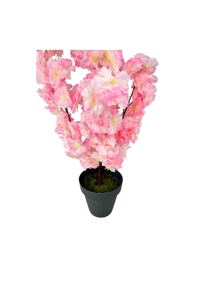 Yapay Ağaç Bahardalı Ağacı Pembe Japon Kiraz Çiçeği Sakura Çiçeği 70cm Siyah Plastik Saksılı