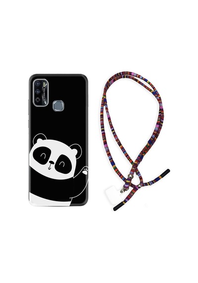 Infinix Hot 9 Play Kılıf Rasta Boyun Askılı Bay Bay Panda 1784