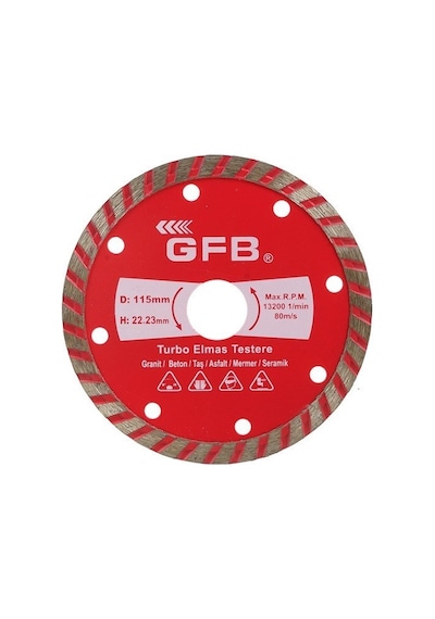Turbo Elmas Mermer Granit Kesici Disk 115 Mm