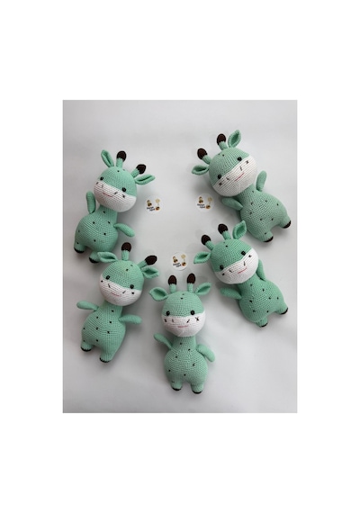 Adenya Sepeti Amigurumi Örgü Zübük Oyun-uyku Akradaşı-28 Cm-soft Yeşil Çok Renkli