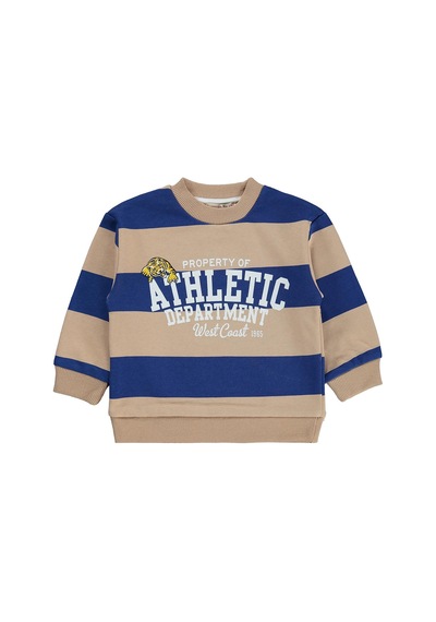 Silversun Kids Silversun Athletic Baskılı Çizgili 2-7 Yaş Sweatshirt - Mavi Saks Mavisi