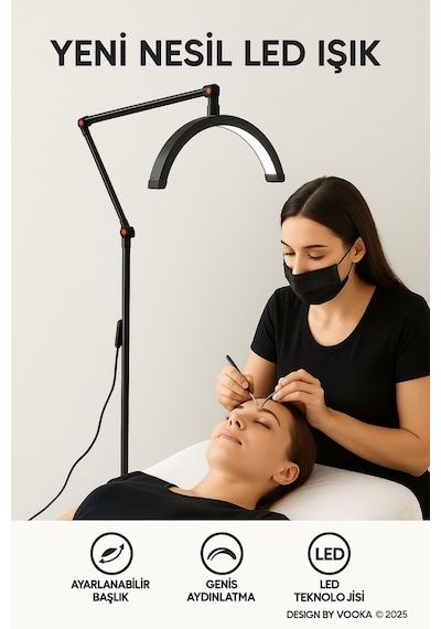 Profesyonel Led Yarım Ay Güzellik Lambası ,3200 5600k Kirpik,microblading,dövme,manikür 2000 Lümen