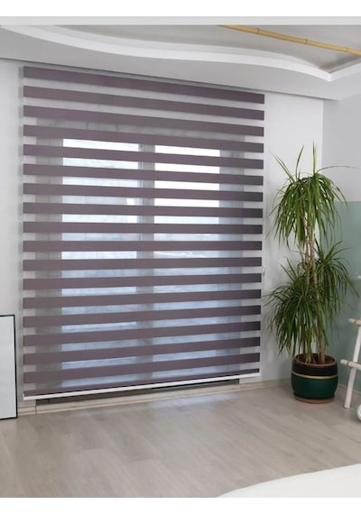 Antrasit Bambu Düz Zebra Stor Güneşlik Perde