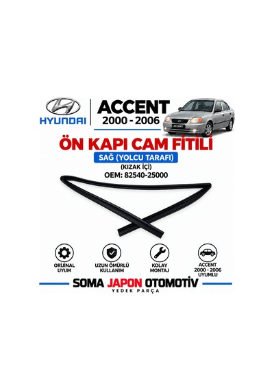 Accent 00-05 Ön Kapı Cam Fitili Sağ Kızak İçi 82540 25000