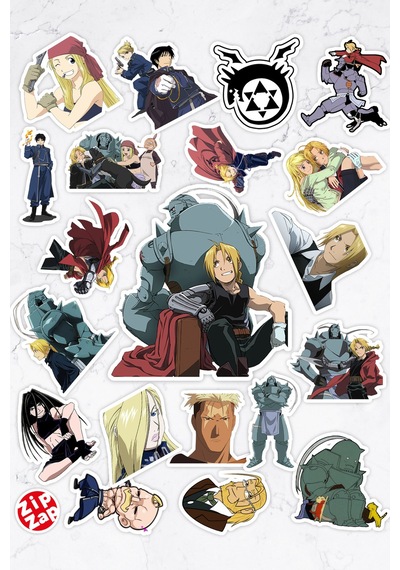 Fullmetal Alchemist Brotherhood Anime Sticker Paketi 20 Adet Çok Renkli