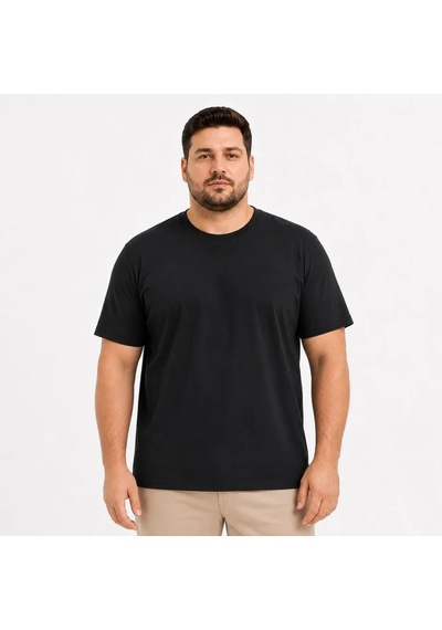 Modi Erkek Battal Big Size Basic Tişört Bisiklet Yaka Rahat Kalıp T-shirt - Siyah Açık Lacivert - Gri - Siyah