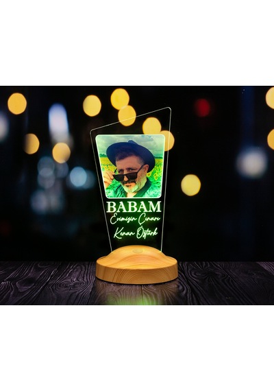 Babaya Hediye, Resimli , Babalar Günü Hediyesi, Babama Hediye,fotoğraflı Renkli 3d Led Lamba