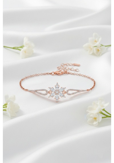 Çekirdekjewelry 925 Ayar Gümüş Lotus Çiçeği Bileklik Pembe