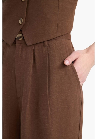 DeFacto V Yaka Keten Karışımlı Blazer Yelek E6209AX25SPBN254 Kahve